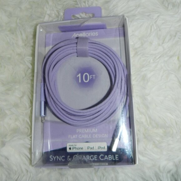 10Ft Sync & Charge cable Type C Iphone Ipod Ipad +many devices Lilac🆕🏃‍FAST⚡🚚 - Picture 1 of 9